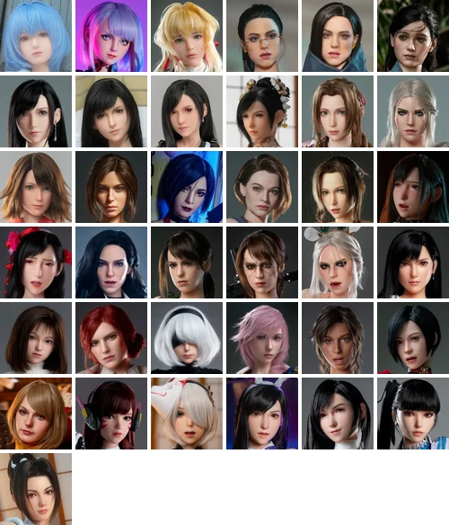 Game Lady ヘッドバリエーション 37種（lady-01〜lady-28 + アニメ系）
