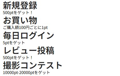 ポイントの貯め方(公式サイトの画面)