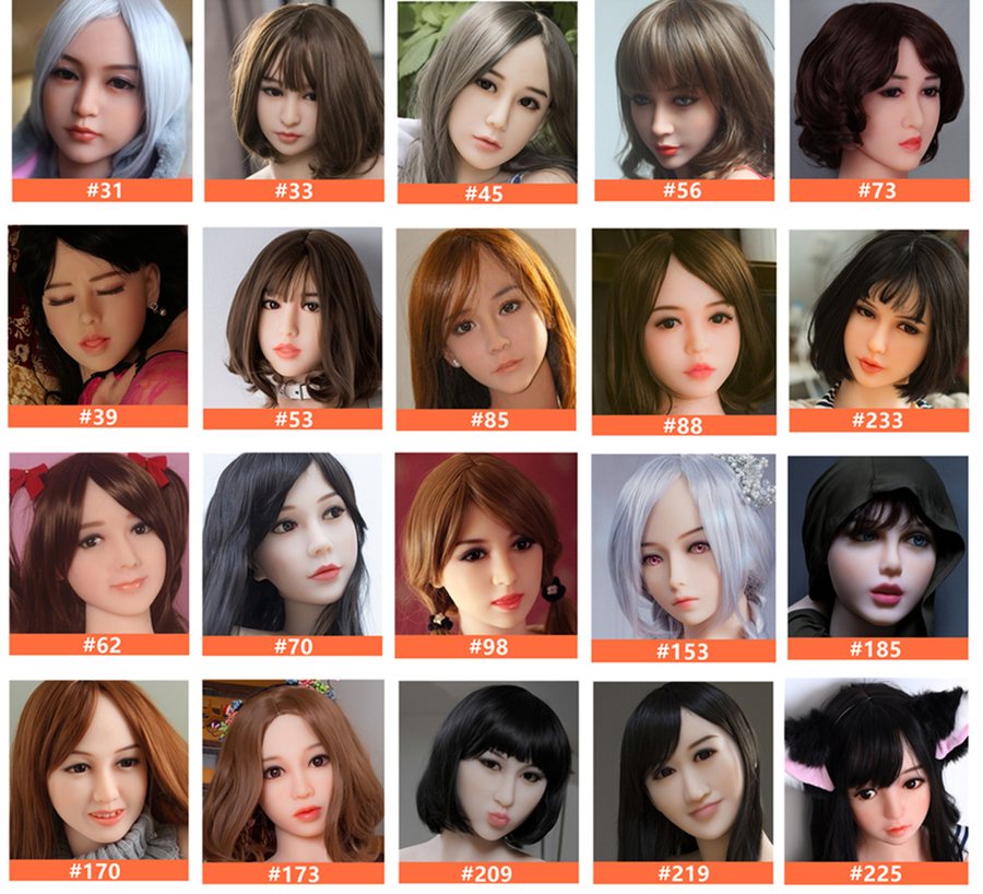 注文方法の案内にあるヘッドの一覧。WM Doll の例（公式サイトより）