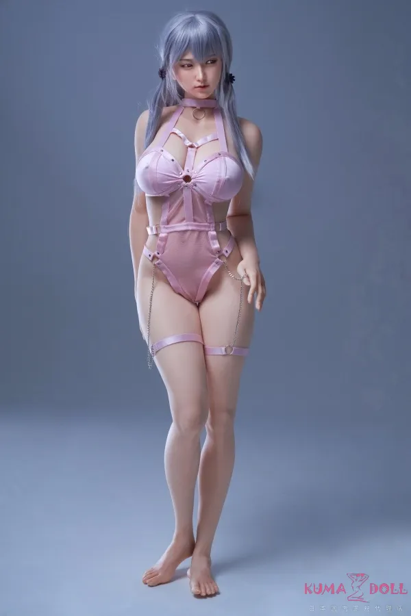 Sanhui Doll #41 159cm Fカップ ギャラリー画像 5:フルシリコン製ヘッドのクローズアップです。青髪ロングツインテールと、#41 ヘッドのアニメ系メイクが近距離で確認できます。